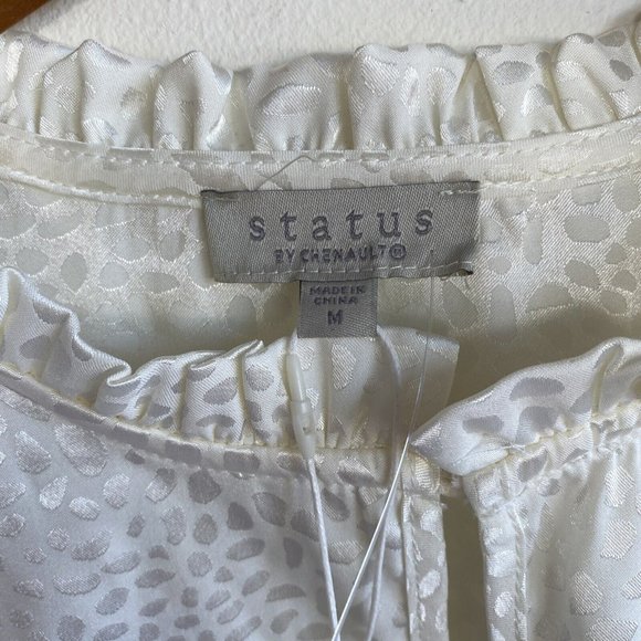 COPY - Status by Chenault Blouse Womens Top Medium Ivory Pebble Ruffle Neck Sle… - Picture 6 of 10